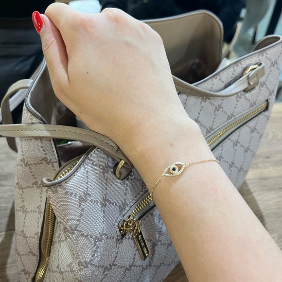 Evil eye 14K Solid Gold Diamond and Sapphire bracelet - Picture 3 of 3